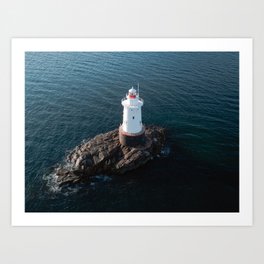 Sakonnet Light Art Print | Rhodeisland, Atlantic, Lighthouse, Ocean, Color, Landscape, Digital, Aerial, Newengland, Littlecompton 