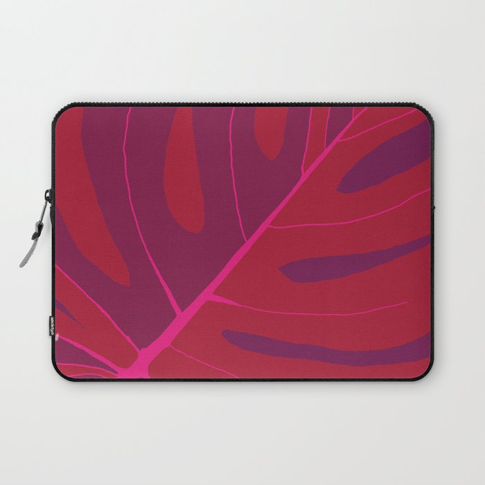 Only One Monstera Leaf in Red And Purple Colors #decor #society6 #buyart Laptop Sleeve