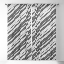 [ Thumbnail: Black & Light Grey Colored Pattern of Stripes Sheer Curtain ]