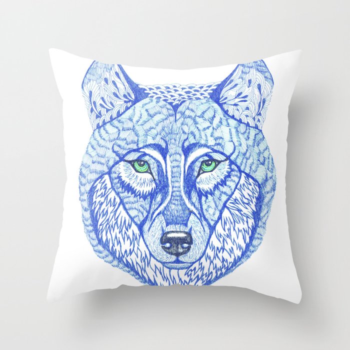 ice wolf Throw Pillow