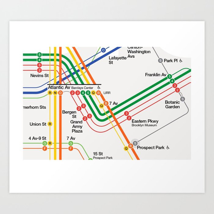 New York City Subway Map Art Print By Freshfroot Society6