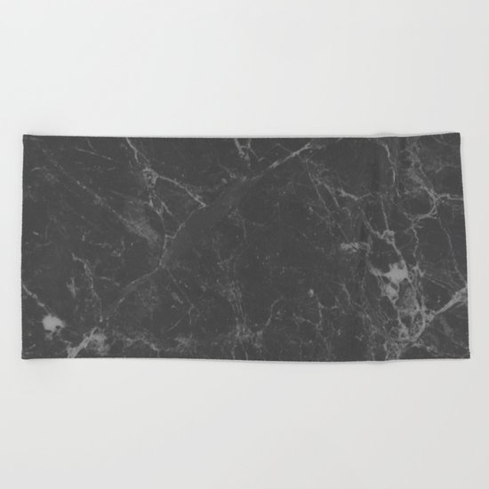 Marble Black Gray White Beach Towel