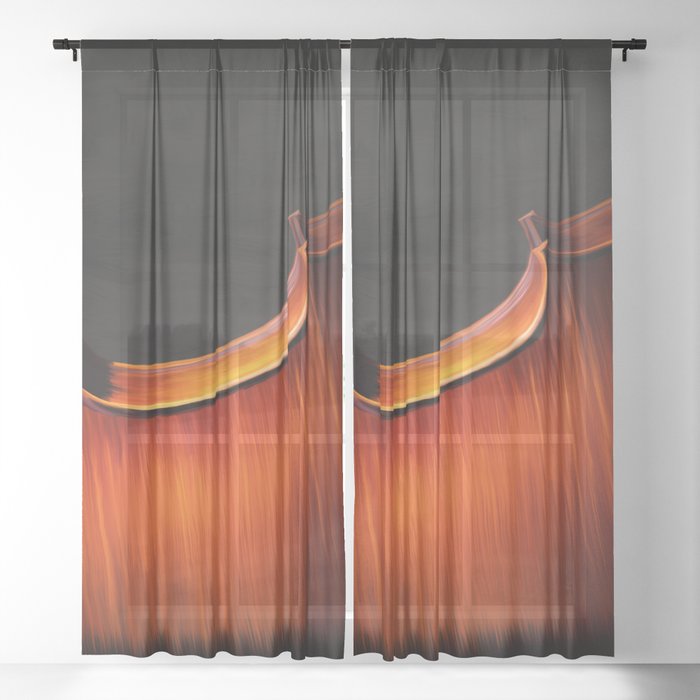 Silhouette Of Cello Musical Painting Sheer Curtain By