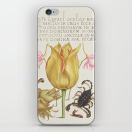 Vintage Calligraphic bugs and flowers iPhone Skin