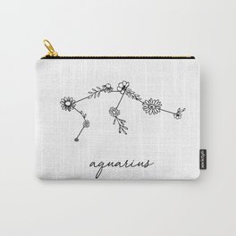 Aquarius Floral Zodiac Constellation Carry-All Pouch