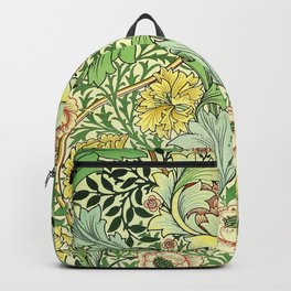 Art Nouveau Verdant Green Foliage  Backpack | Ornate, Artnouveau, English, Spring, Elegant, Plant, French, Flora, Drawing, Lush 