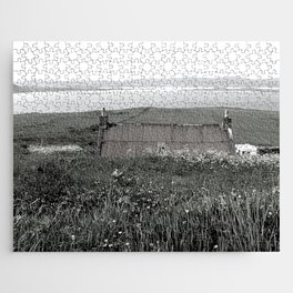 Scene from the Red Roofed House, Isle of Skye, in Black and White  Jigsaw Puzzle