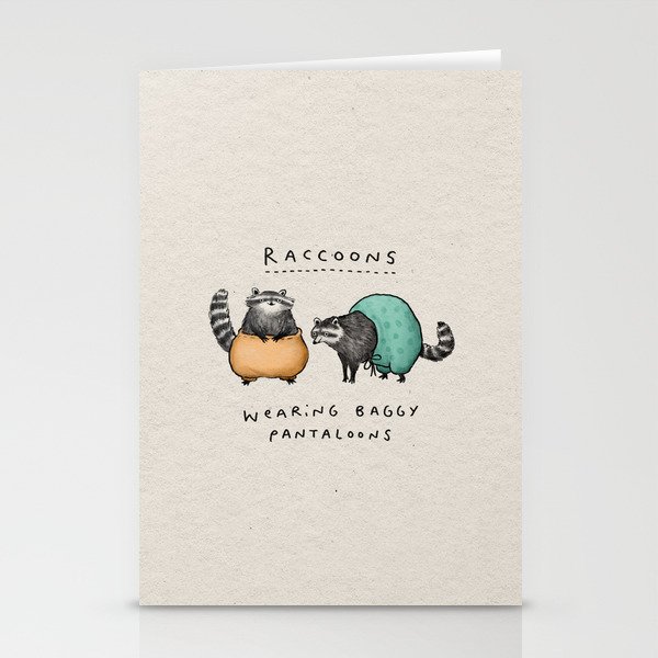 Raccoons Wearing Baggy Pantaloons Stationery Cards