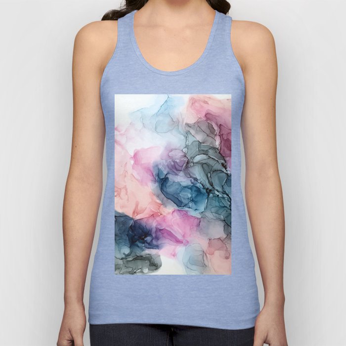 Heavenly Pastels: Original Abstract Ink Painting Tank Top