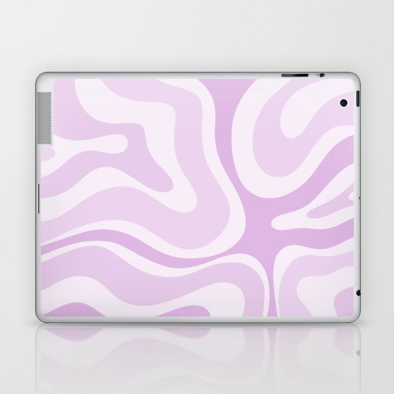 Modern Retro Liquid Swirl Abstract in Light Lilac Laptop & iPad Skin