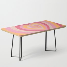 Retro Groovy Love Hearts - bright pink orange soft beige Coffee Table