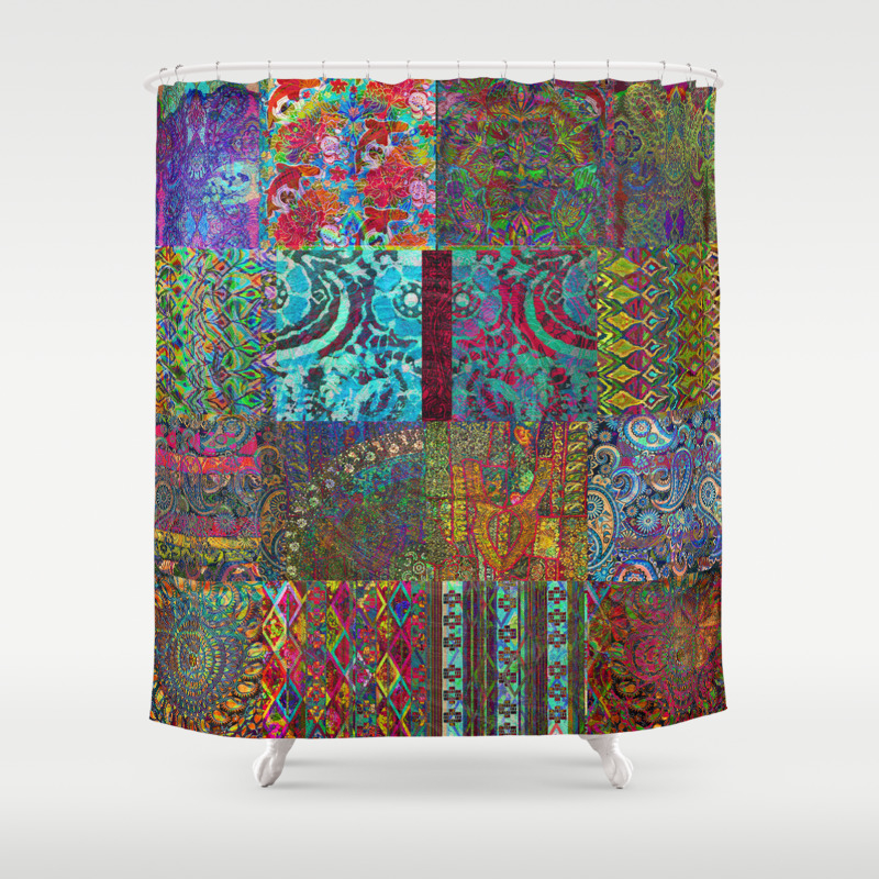 bohemian stripe shower curtain