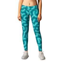 Chubby Squiggles in Teal (abstract pattern) Leggings | Pattern, Squiggles, Bluegreen, Fun, Happy, Seafoam, Bright, Lines, Teal, Abstract 