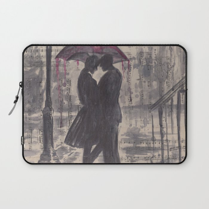 Silouette lovers on rainy street Laptop Sleeve