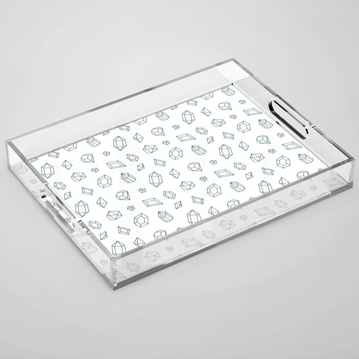 Teal Blue Gems Pattern Acrylic Tray