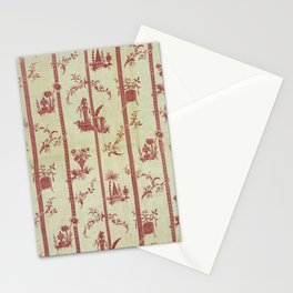Vintage Red Stripes Toile Stationery Card
