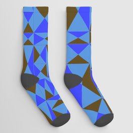 Abstraction_GEOMETRIC_BLUE_TRIANGLE_PATTERN_POP_ART_1130A Socks