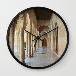 Spain Photography - A Corridor Going Through A Spanish Castle Wall Clock
