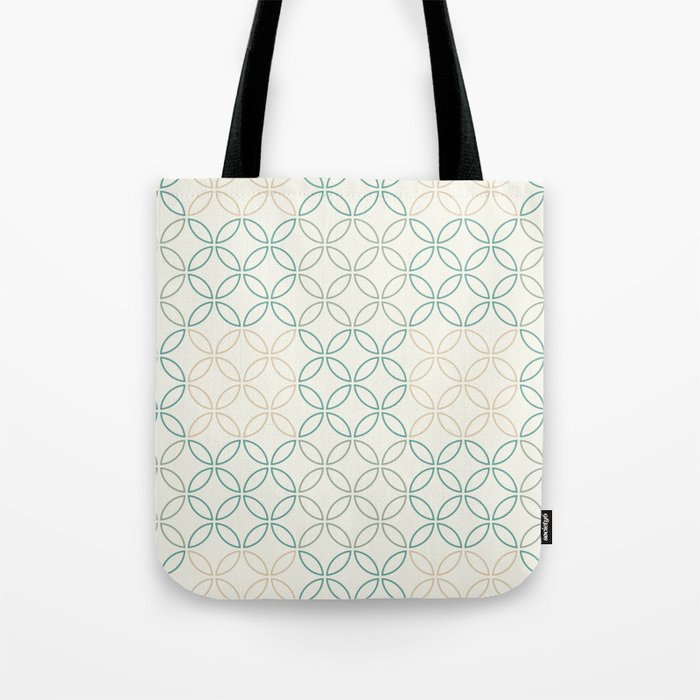 Rustic Four Leaf cement circle tile. Geometric circle decor pattern. Digital Illustration background Tote Bag
