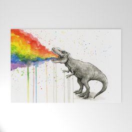 T-Rex Dinosaur Vomits Rainbow Welcome Mat