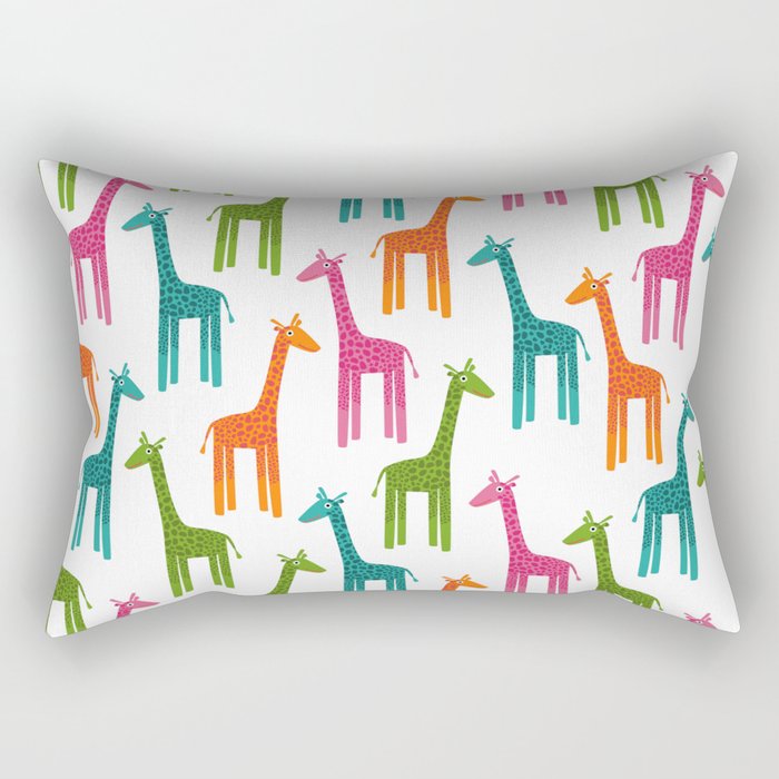 Giraffes-Multicolor Rectangular Pillow