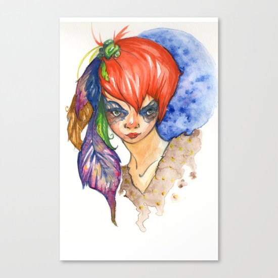 red head and feathers Canvas Print