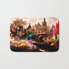 Medieval Town in a Fantasy Colorful World Bath Mat