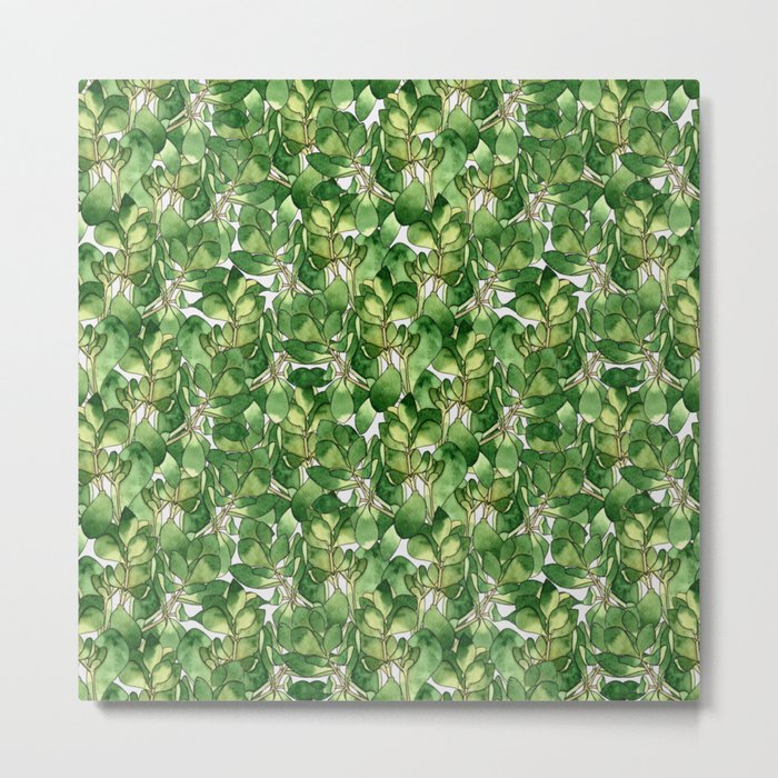 Botanical Nature Green Pattern Metal Print