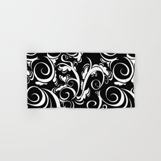Black White Flora Hand & Bath Towel
