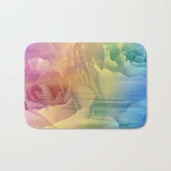 Rainbow Rose Water Abstract Bath Mat