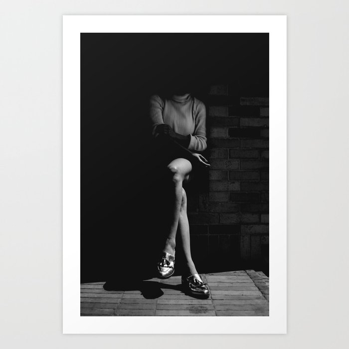 Sometimes love makes you lose your head ... female in silhouette black and white photographic print Art Print