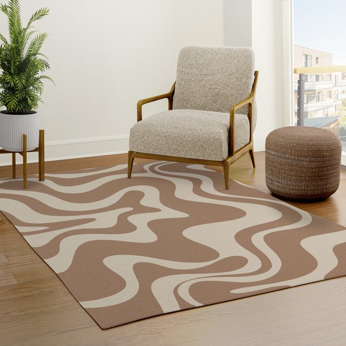 Liquid Swirl Contemporary Abstract Pattern in Mushroom Cream Yoga Mat