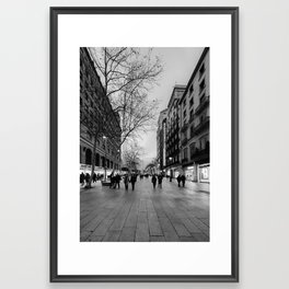 Barcelona Streets BW Framed Art Print | Street, Tourists, Walkabout, Traveling, Europe, Barcelona, Shops, Black And White, Photo, Spain 