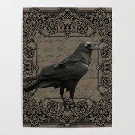 Vintage Halloween raven Poster