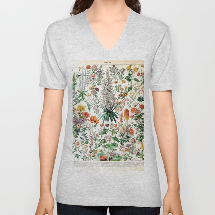 Adolphe Millot - Fleurs B - French vintage poster V Neck T Shirt