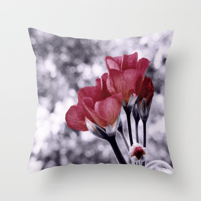 Flowers Pop of Color Light Maroon Throw Pillow