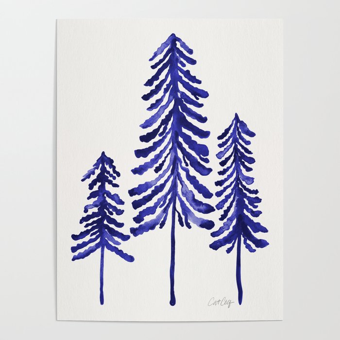Pine Trees – Navy Poster