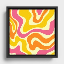 Warped Swirl Marble Pattern (pink/orange/yellow) Framed Canvas