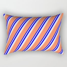 [ Thumbnail: Blue, Lavender & Coral Colored Lines/Stripes Pattern Rectangular Pillow ]