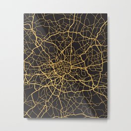 LONDON ENGLAND GOLD ON BLACK CITY MAP Metal Print | Uk, Graphicdesign, Englandart, Unitedkingdom, Londoncity, City, Londonart, Streetmap, Cartography, London 