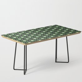 Green Retro Floral Checkerboard Pattern Coffee Table