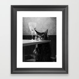 The Nightwatch Cat at the Absinthe bar black and white photograph / art photography Framed Art Print