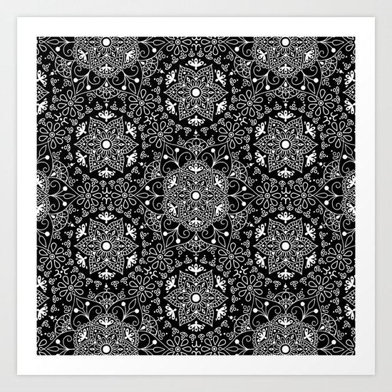 Mandala_Black and White Art Print