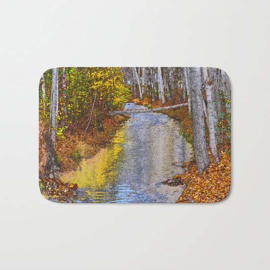 Autumn Stream - Watercolor Bath Mat