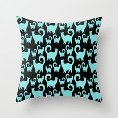 BLUE SNOBBY CATS Throw Pillow