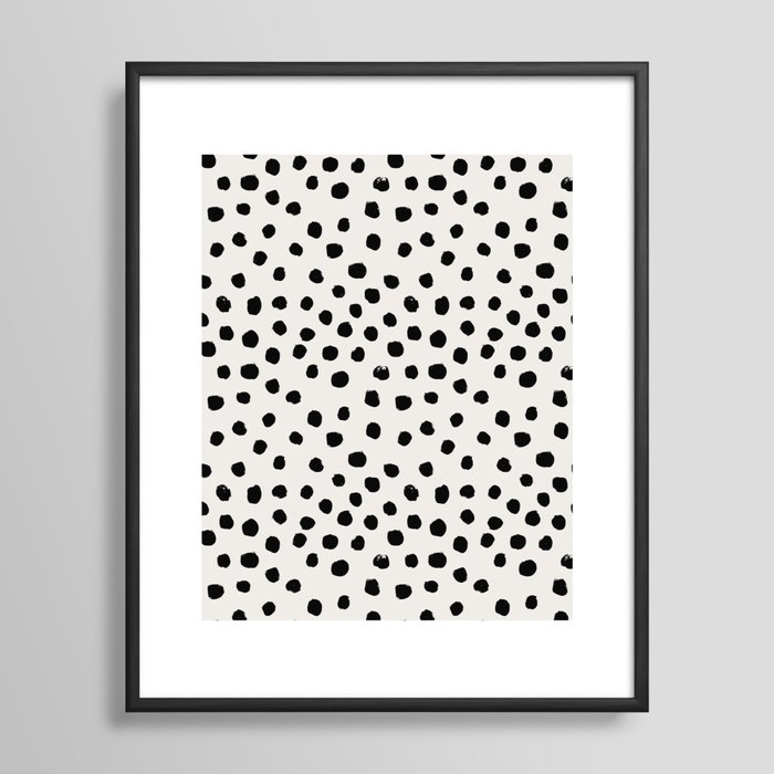 Preppy brushstroke free polka dots black and white spots dots dalmation  animal spots design minimal Throw Pillow by CharlotteWinter