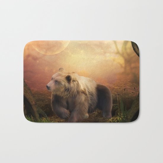 Awesome bear in the night Bath Mat