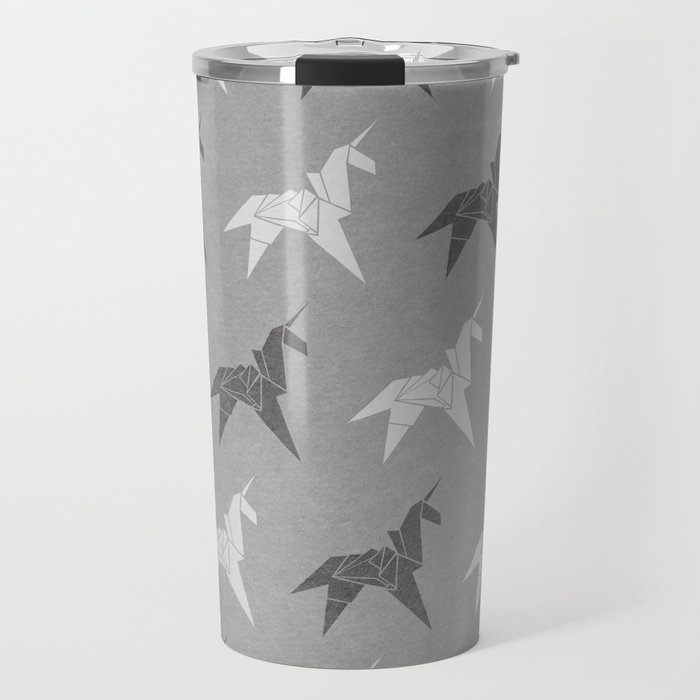 Origami Unicorn Grey Travel Mug