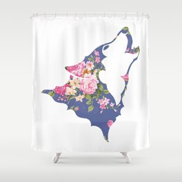 wolf face silhouette  Shower Curtain