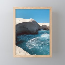 The Sea, the Sky & the Waves | Milos, Greece | Sarakiniko beach Framed Mini Art Print